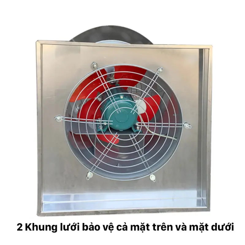 Quạt hút mái nhà xưởng trang bị 2 khung lưới bảo vệ