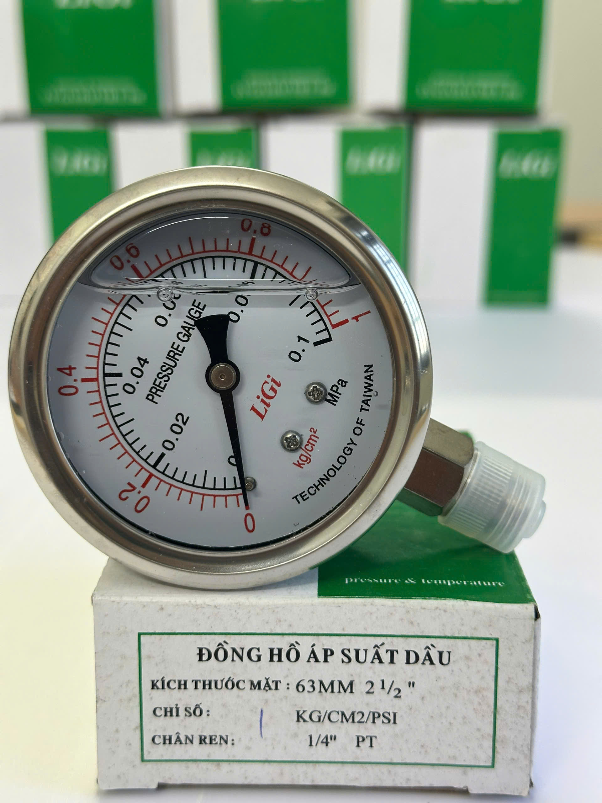Đồng hồ áp suất dầu Y63 (0-1kg)