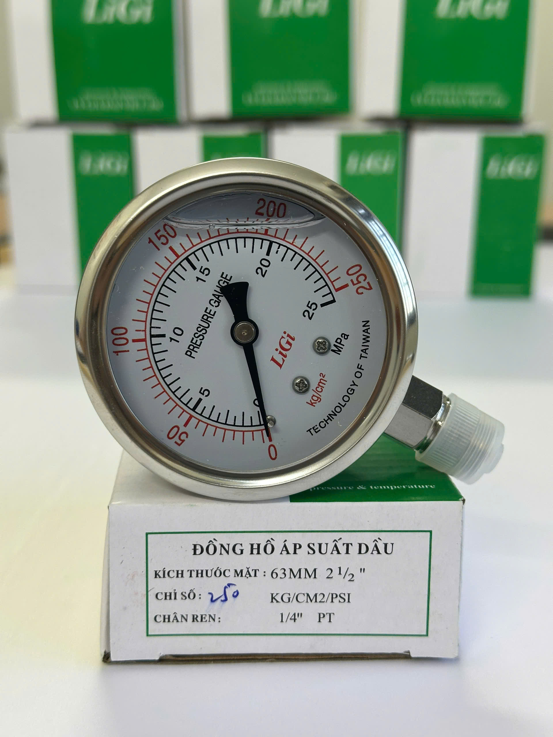 Đồng hồ áp suất dầu Y63 (0-250kg)