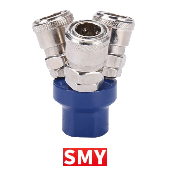 Bộ Chia Khí Nén Thân Tròn, Đầu Nối Tròn Chia 2, Chia 3 Nối Nhanh Khí Nén